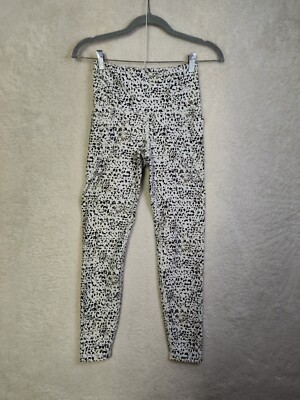 Old Navy Women Leggings Small Cream Spot Poly B Mid Rise Compression Yoga  Active