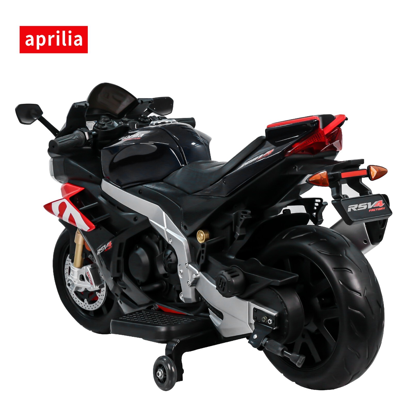 Black 24V Kids Electric Motorcycle 6mph Dirt Bike Ride on Toy w/ 2*75W Motor LED