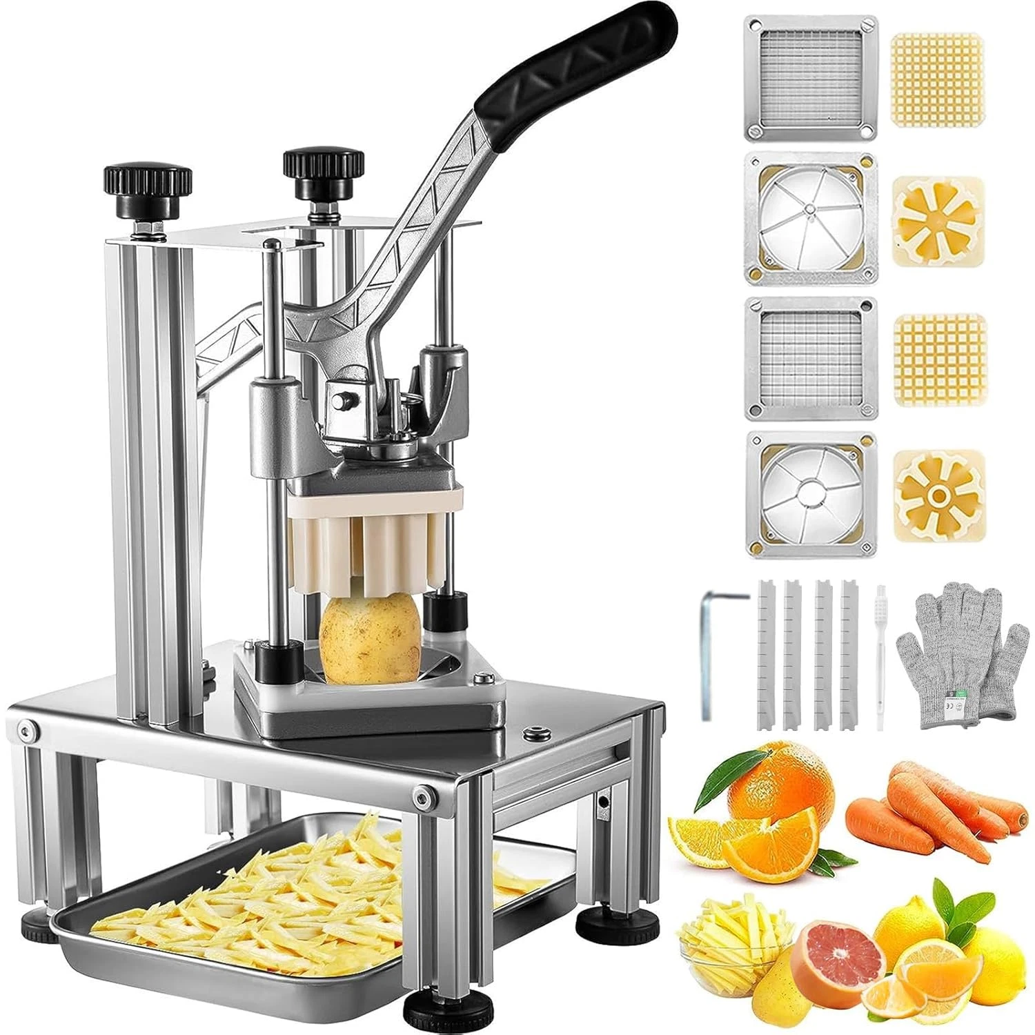 Heavy-Duty French Fry Cutter with 4 Blades & Extended Handle for Easy Dicing
Opens in a new window o