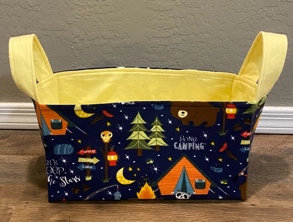 HANDMADE CAMPER PRINT FABRIC BASKET - Image 3 of 4