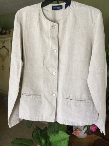 JM COllection Women 100% Linen 3/4 sleeve shirt/blouse multy-Red Size 12 - Picture 13 of 17