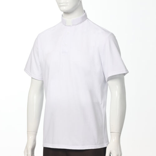 T-Shirt Herren Klerus Poloshirt Priester Vikar Pastor Tops mit Kleriker Tab Kragen - Bild 30 von 38