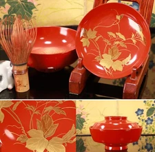 Japanese Wajima Lacquer Lidded Soup Bowl 2.99inch Maki-e Kaiseki Tableware