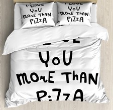 Funny Duvet Cover Set Love You More Than Pizza