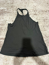 Women's Black Solid Knit Scoop Neck Racerback Sleeveless Tank Top, Size L