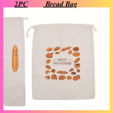 2Pcs/set Linen Bread Bags Bread Reusable Portable Food Bread Bag For Homemade UK