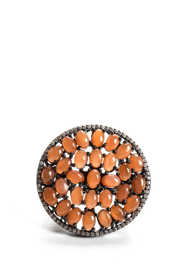 Rarities 女式纯银 Carnelian Cabochon 集群鸡尾酒戒指 8 码 — 第 2/4 张图片