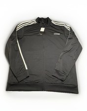 ADIDAS ESSENTIALS 3-STRIPES TRICOT TRACK FULL ZIP BLACK JACKET MENS SIZE XL NEW