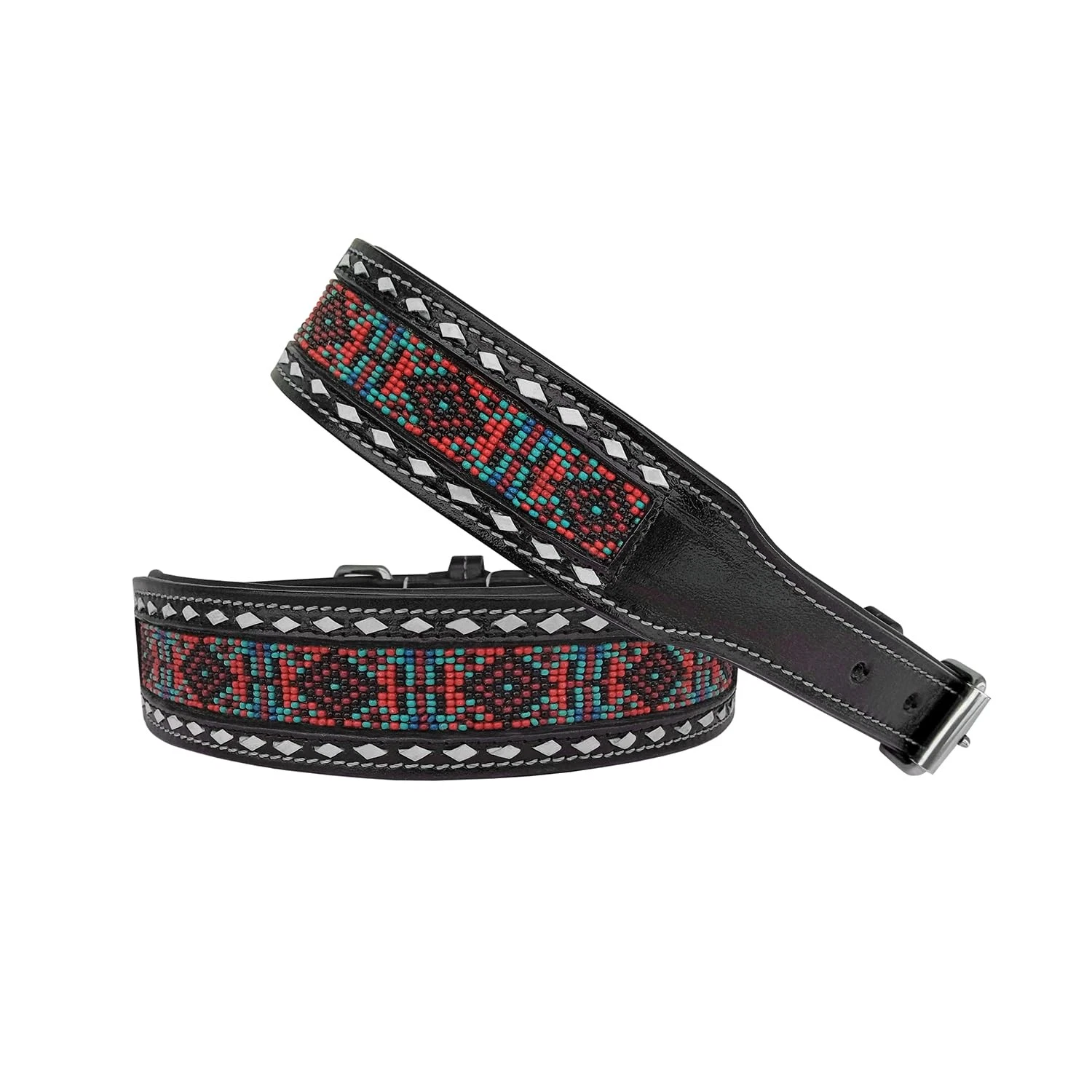 Leather Dog Collar Western Style Heavy Duty Hand Tooled Adjustable Beaded and
Opens in a new window