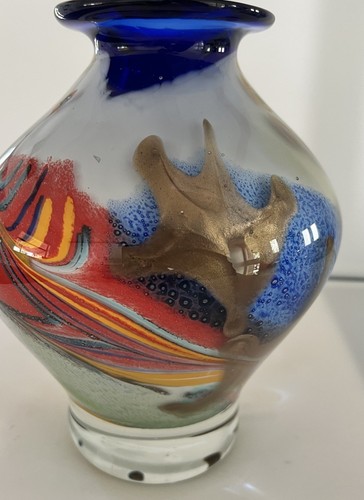 Murano Italy Millefori Pulled Feather Art Glass Colorful Vase 8lbs 9” X 22” R - Picture 14 of 24