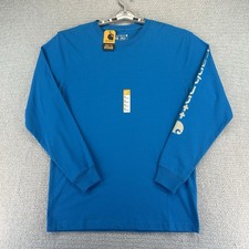 Carhartt Shirt Men  s Small Blue Long Sleeve Heavyweight Loose Fit Work Wear Logo