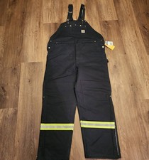 Mens Carhartt Size 46x34 HV Striped Duck Bib Lined Overall 101696001