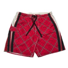 Op  Red Plaid 9" Inseam Swimming Trunk Shorts  Men's Size L 36/38 