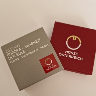 Österreich 2021 20 Euro Silber PP Europa Weisheit der Eule Swarovski Kristalle