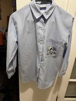 Zara Kids x Peanuts Snoopy Woodstock Blue Graphic Button Up Shirt Size 11-12Y