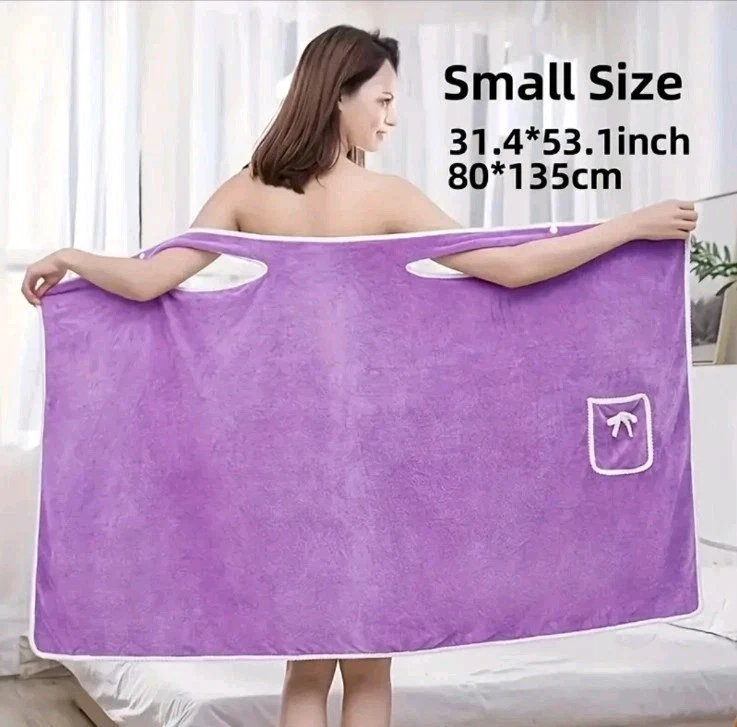 Bademantel Handtuch Kleid Saunahandtücher-lila , 80 x 135 cm - Bild 2 von 3