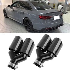 2.5 In To Dual 4 Out Quad Exhaust Tip Muffler Carbon Fiber For Audi A4 B9 S4