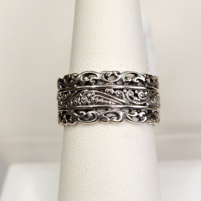 Artisan Bali SARDA 925 Sterling Silver Filigree Band Ring sz-8 Indonesia 6.1g
