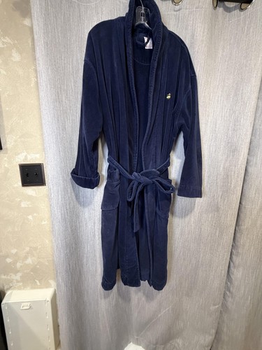 Brooks Brothers Robe Mens XL Blue Cotton Velour Belted Long Sleeve Logo 346