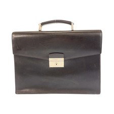 PRADA Business bag briefcase Brown SilverHardware leather