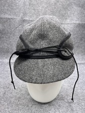 Crown Cap Trapper Hat Adult 7 1/8 Gray Bill Brim Ear Flap Wool Blend Poly Lined