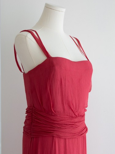 Christian Dior By John Galliano 2000s Watermelon Pink Ruched Silk Dress - Picture 5 of 14