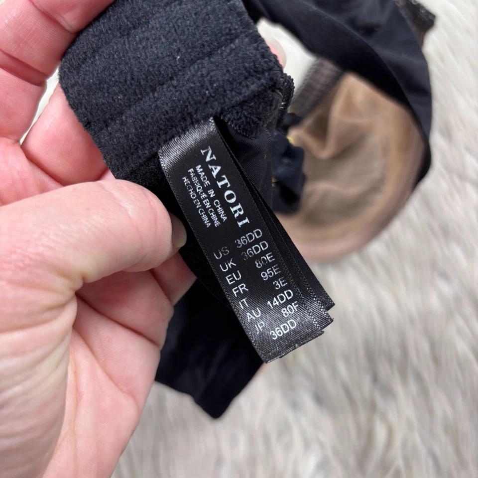 Sujetador Natori 36DD Revive para mujer ajuste completo con aros negro malla nude rayas Foto 4 de 4