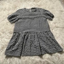 Zara black and white gingham tiered mini dress