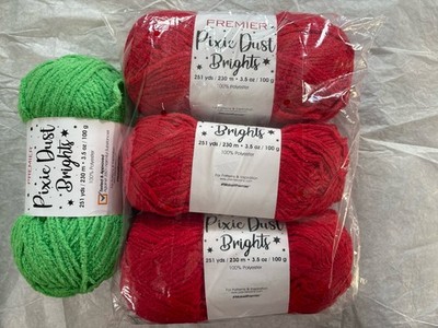 PREMIER YARN PIXIE DUST BRIGHTS - I RED 3-PACK 1 SINGLE SKEIN CLOVER GREEN