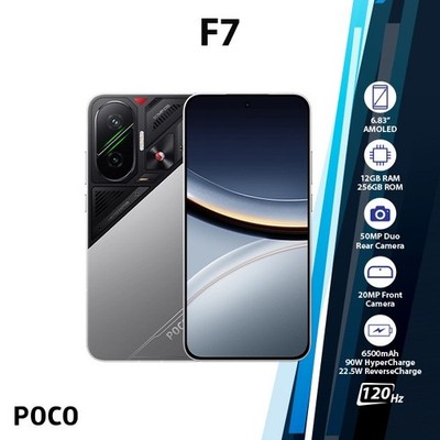 Xiaomi POCO F7 5G Android Cell Phone (New/12GB+256GB/SILVER/Dual SIM/Unlocked)