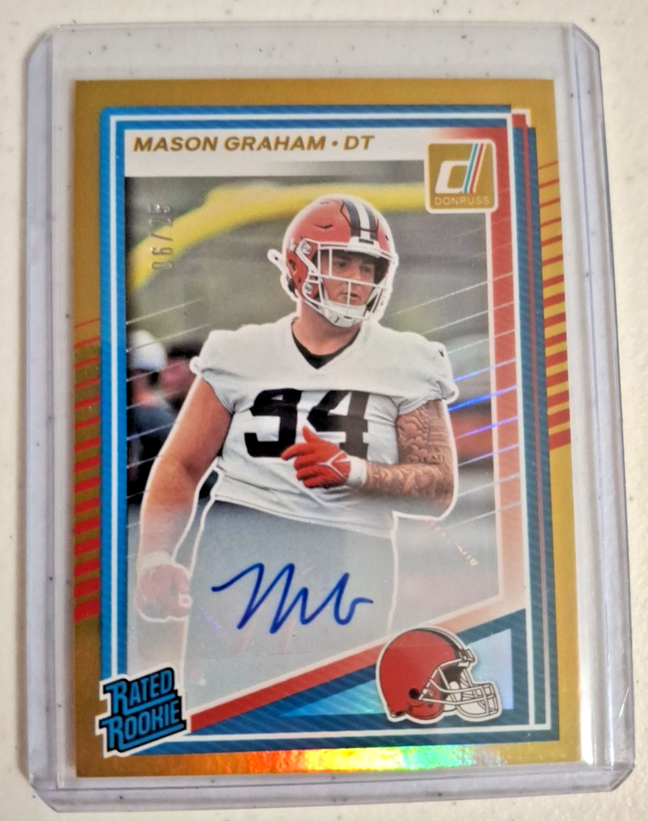 Mason Graham 2025 Panini Donruss Rated Rookie Gold Auto 6/25 Cleveland Browns
