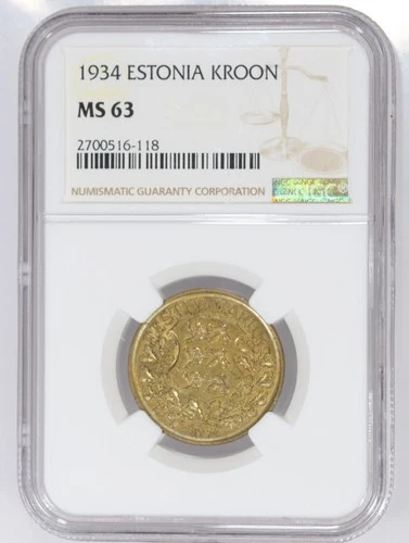 1934 Estonia 1 Kroon - NGC MS 63
