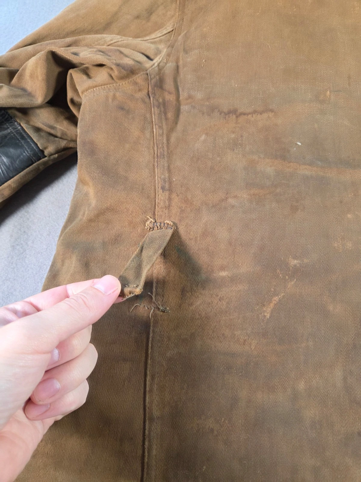 Vintage Barnstormer Coat Mens Large Brown Moleskin Shearling Lined Leather Trim - product detail image 10