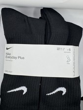 Nike Dri Fit Dry Cushioned Cotton Crew Socks 6 Pairs Large Black