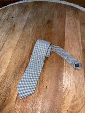 Spier & Mackay Handmade Slim Neck Tie 100% Cotton blue /white