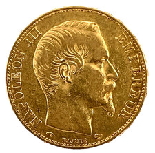 France 1855- A Paris Mint 20 Francs  Napoléon III .900 Gold Coin KM# 781.1