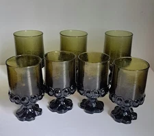 Vintage Tiffin Franciscan Madeira Olive Green Goblets Set Of 7
