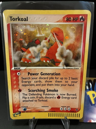 Torkoal 12/97 Dragon Set Raro Holo Remolino Tarjeta Pokémon 🍥 - Imagen 2 de 3