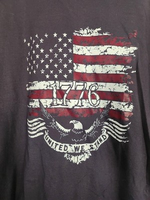 1776 America American USA Flag Gray T Shirt XL Patriotic Trump United We Stand 