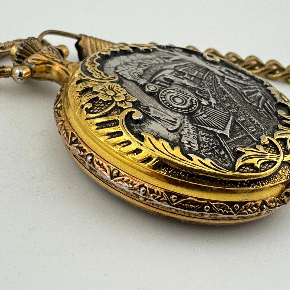 复古 Armitron 怀表石英表男士双色铁路半猎人新电池 — 第 3/4 张图片