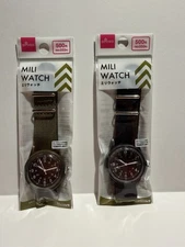 Daiso Mili Watch Olive Green and Black Set of 2 NEW Free Shipping from Japan
