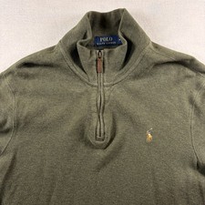 Polo Ralph Lauren 1/4 Zip Pullover Mens Medium Green Estate Rib Pony Preppy