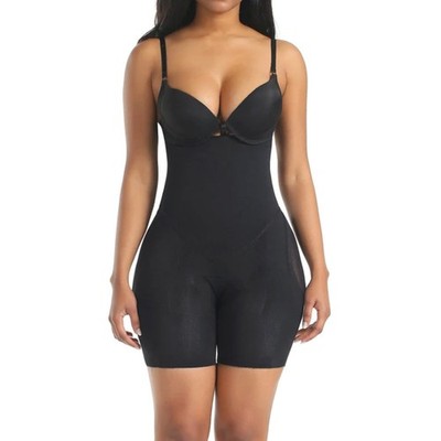 Plus Size Seamless Tummy Control Shapewear   Removable Straps & Sheer Mesh Booty