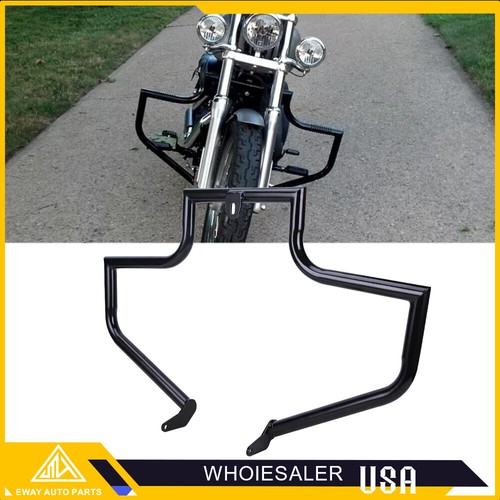1-1/4" Black Highway Engine Guard Crash Bar For Harley Heritage Softail Springe - Picture 1 of 12
