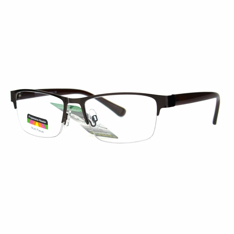 Multi Focus Progressive Reading Glasses 3 Powers in 1 Reader Rectangle Half Rim - Image 2 of 4