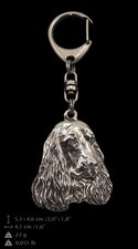 English Cocker Spaniel silver covered keyring, high quality keychain Art Dog
