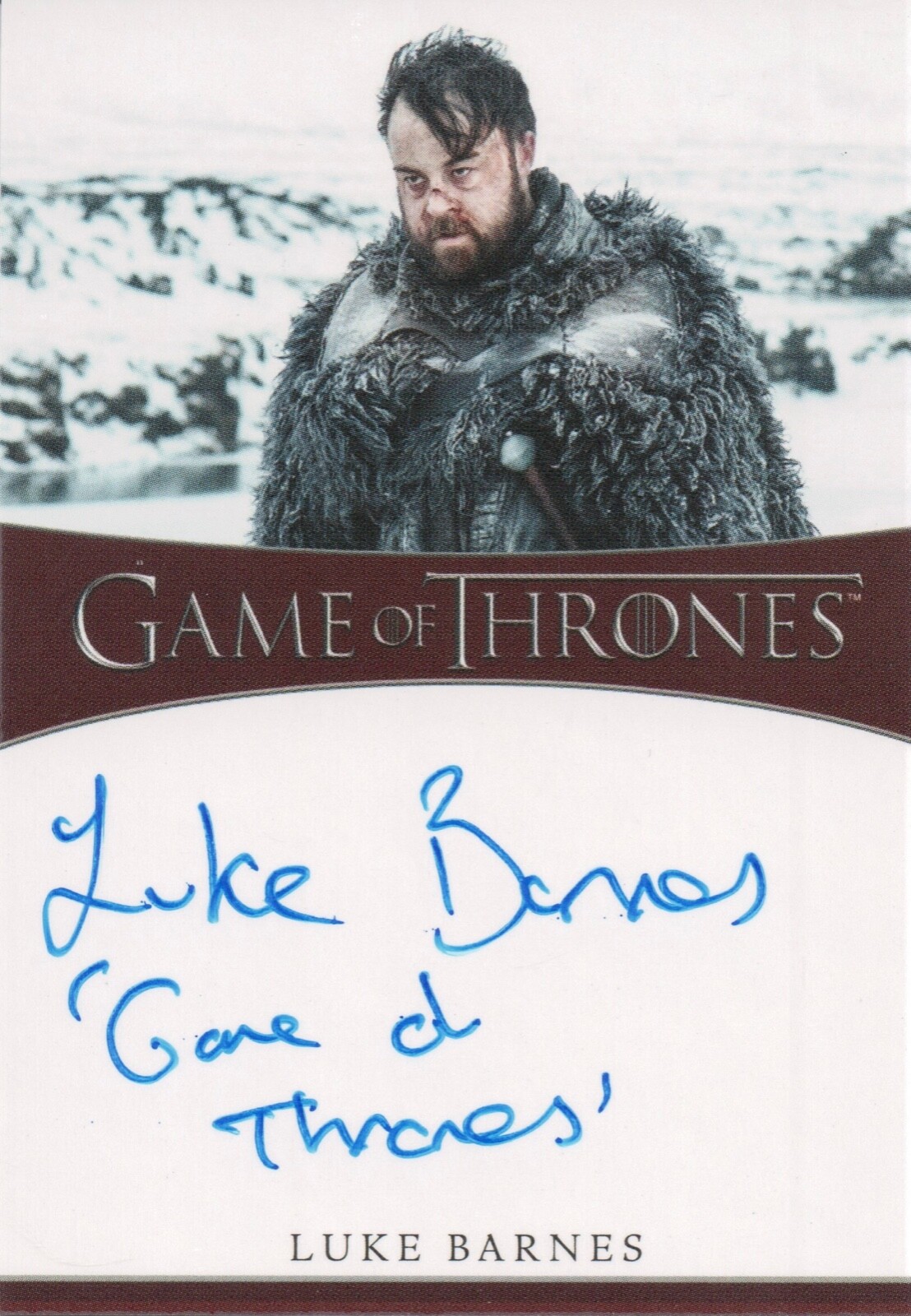 Game of Thrones Iron Anniversary 1, Luke Barnes (A) Inscription Autograph Card