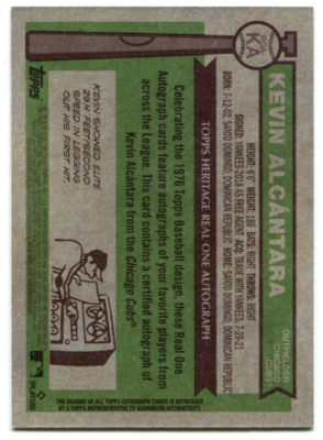 2025 Topps Heritage Kevin Alcantara Real One On Card Rookie Auto