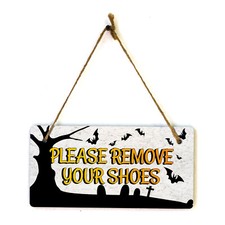 Please Remove Your Shoes 5x10 Hanging Plus Wall or Door Sign  Rustic Twined