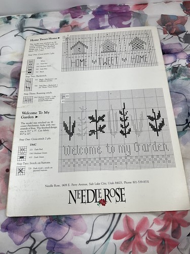 Needle Rose Cross Stitch Leaflet “In The Garden” Birdhouse & Garden Themes - Picture 2 of 4